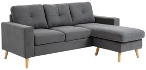 HOMCOM Sofa narożna L kształt Elegancka ciemnoszara Imitacja lnu Przestronna do salonu Wymiary 193x136x85 cm | Aosom PL