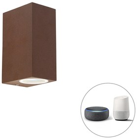 Zewnetrzna Inteligentna lampa ścienna brązowa rdza IP44 w komplecie z 2 żarówkami Wi-Fi GU10 - BalenoWiejski/ Rustykalny / Vintage Oswietlenie zewnetrzne