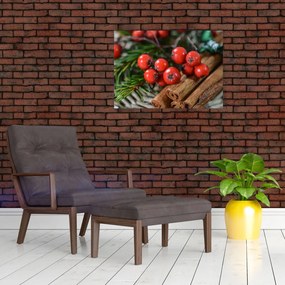 Obraz na szkle - jagody i cynamon (70x50 cm)
