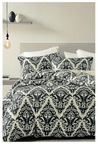 Czarno-beżowa 4-częściowa pościel dwuosobowa z bawełny renforcé z prześcieradłem 200x220 cm Damask – Mila Home