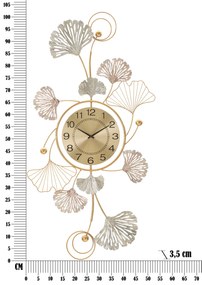 Zegar ścienny z metalową dekoracją LEAVY, 102 x 52,5 cm