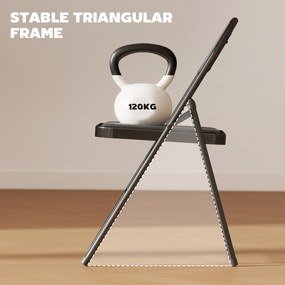 HOMCOM Zestaw 2 Składanych Krzeseł Biurowych, Metalowe Nogi, Składany Fotel do Biura i Poczekalni, Ekoskóra, Czarny | Aosom PL