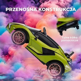 HOMCOM Elektryczny samochodzik dla dzieci, Lamborghini, 3-5 km/h, zdalne sterowanie, dla dzieci 3-5 lat, Zielony