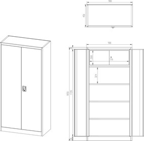Dwudrzwiowa szafa aktowa z sejfem Tomasz 90x45x185 cm, czarna