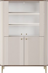 Witryna Vesper 103 cm czterodrzwiowa - kaszmir / orzech / złote nogi