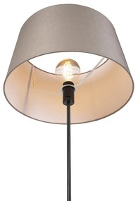 Lampa podłogowa regulowana czarna klosz lniany szarobrązowy 45cm - ParteWiejski/ Rustykalny / Vintage Oswietlenie wewnetrzne