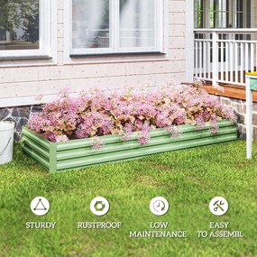 Outsunny Podwyższone Grządki Ogrodowe z Stali, Otwarte Dno, Łatwy Montaż, 241 dł. x 90,5 szer. x 30 wys. cm, Zielony