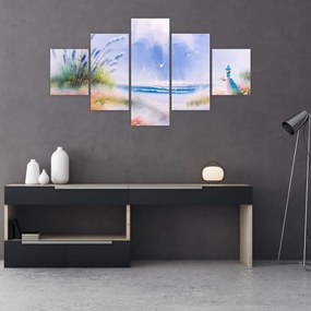 Obraz - Romantyczna plaża, obraz olejny (125x70 cm)