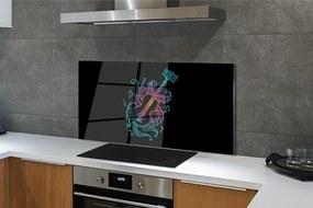 Szklany Panel Kolorowa gitara nuty