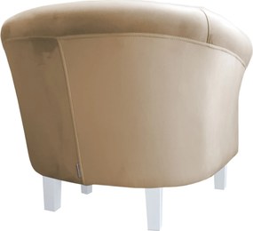 Fotel Milo tkanina Welur wygodny fotel tapicerowany do salonu i sypialni : Kolor nogi - Biała, Kolor tkaniny - VELVET - MG06, Wysokość nogi - 15 cm