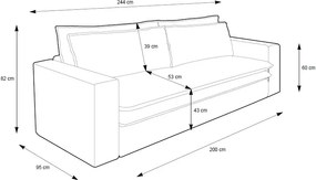 Waniliowa sztruksowa kanapa z pojemnikiem N6-E60