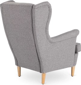 Fotel Wypoczynkowy Uszak EVAN 2 z Podnóżkiem Szary Tapicerowany Nowoczesny