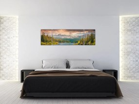 Obraz górskiej rzeki i gór (170x50 cm)