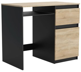 Biurko komputerowe młodzieżowe szkolne 90 cm REMI1 Czarny/Dąb Sonoma