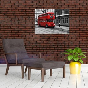Obraz na szkle - Londyn z autobusem (70x50 cm)