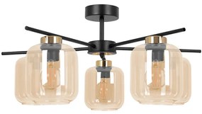 Sufitowa lampa z pięcioma szklanymi kloszami beżowa N7-G89