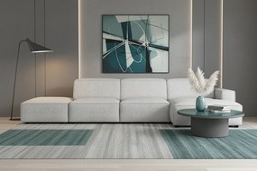 Narożnik modułowy Cursal C prawy z pufą – sofa narożna 341 x 166 x 70 cm, jasno szary Raven 6, nowoczesny design