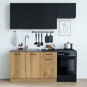 Zestaw Mebli Kuchennych MODERN 170 cm Dąb Evoke/Czarny Loftowy
