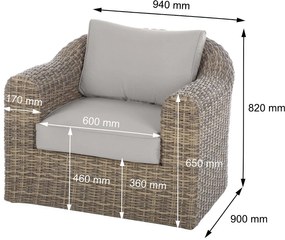 Rattanowy zestaw modułowy BORNEO LUXURY dla 6 osób (brązowy)