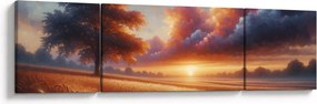 Obraz – Zachód słońca na polu (170x50 cm)