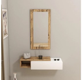 Półka ścienna + lustro VIEN białe/sosna atlantic