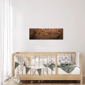 Obraz tekstury drewna (z zegarem) (90x30 cm)