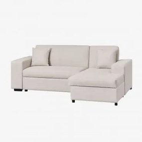 Rozkładana Sofa Z Szezlongiem Po Prawej Stronie, 3-osobowa, Tkanina Umay Tkaniny Beżowy Krem - Sklum