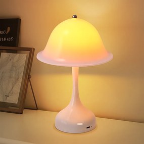 Bezprzewodowa biała lampa stołowa LED Nettlife – dotykowa lampka nocna z 3 ściemnialnymi kolorami, ładowana przez USB, nowoczesna do salonu i sypialni