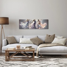 Obraz - Trzy baletki (z zegarem) (90x30 cm)