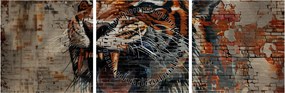 Obraz - Tygrys z cegieł (z zegarem) (90x30 cm)