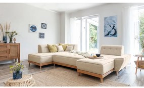 Beżowa rozkładana sofa w kształcie litery "U" Miuform Dazzling Daisy, lewostronna