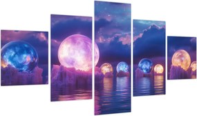 Obraz - Planety na wodzie (125x70 cm)
