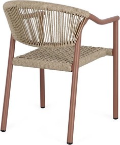 Czerwono-naturalne metalowe krzesło ogrodowe Canarias – Bizzotto