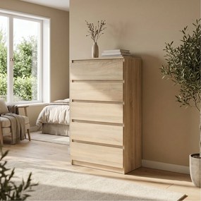 Komoda NUDO 70 cm do Salonu Sypialni 5 Szuflad Dąb sonoma