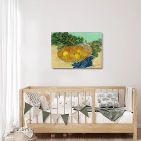 Obraz na szkle - Vincent van Gogh, Still Life of  Oranges and Lemons with  Blue Gloves, reprodukcje (70x50 cm)