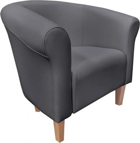 Fotel Milo tkanina Eko-skóra elegancki fotel do salonu i gabinetu : Kolor nogi - Drewno, Kolor tkaniny - EKO-SKÓRA - 23D, Wysokość nogi - 15 cm