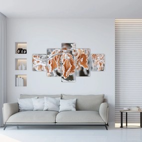 Obraz - Zamarznięte liście (125x70 cm)