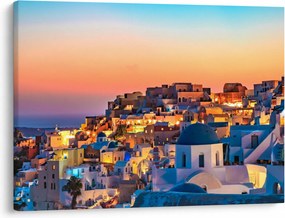 Obraz - Santorini o zmierzchu (70x50 cm)