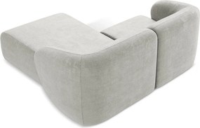 Jasnoszary narożnik z tkaniny szenilowej (prawostronny/z szezlongiem) Lani – Makamii