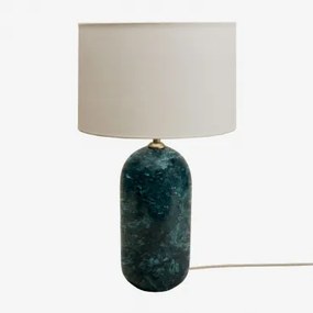 Lampa Stołowa Z Naturalnego Kamienia Yalvira Glendy Białe Ø30 Cm - ↑20 Cm & Zielony Marmur Udaipur - Sklum
