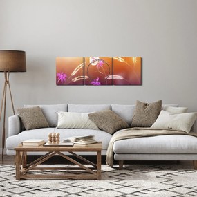 Obraz - Różowy motyl (z zegarem) (90x30 cm)