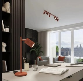 Lampa biurkowa KARBON ochra czerwona ryflowana SOLLUX  LIGHTING