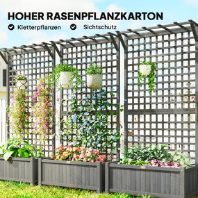 Outsunny Skrzynia z kratownicą i daszkiem, donica, grządka kwiatowa, odporna na warunki, drewno, 90 x 45 x 183 cm, Ciemnoszary | Aosom PL