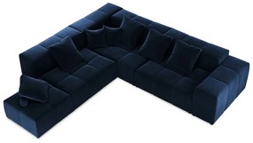 Niebieski aksamitny narożnik (róg zmienny) Rome Velvet – Cosmopolitan Design