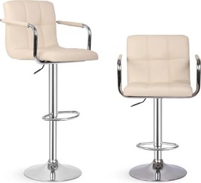MIADOMODO Krzesło barowe 2szt, z podłokietnikami, beżowe