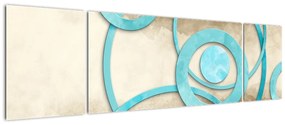 Obraz - Niebieskie koła na akwareli (170x50 cm)