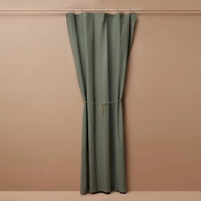 Lniana zasłona Merida w oliwkowym kolorze