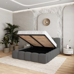 Masseno Łóżko tapicerowane FALINA z pojemnikiem na pościel 140x200 cm - Szary, QUELLE 92