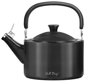 Czarny czajnik z gwizdkiem Vialli Design Diamante, 1,5 l
