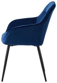 Ciemnoniebieskie aksamitne krzesła z podłokietnikami zestaw 2 szt. Nolan Square – Unique Furniture